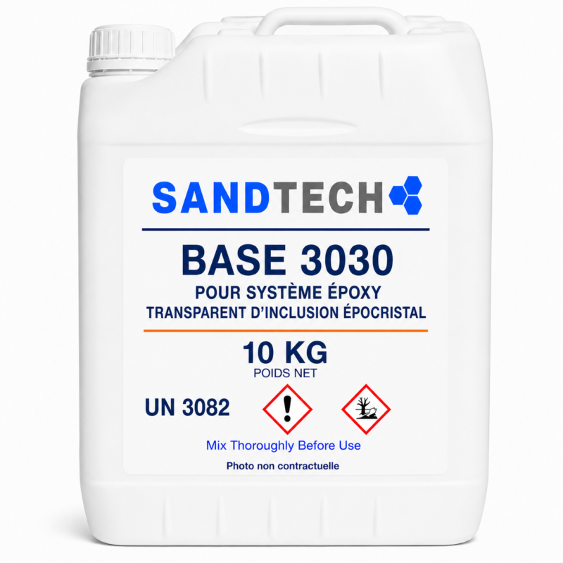 BASE 3030 POUR SYSTÈME ÉPOXY TRANSPARENT D INCLUSION ÉPOCRISTAL – 10 KG