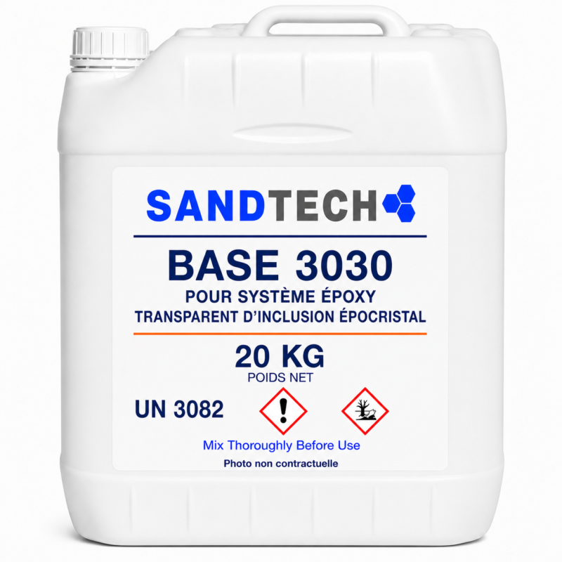BASE 3030 POUR SYSTÈME ÉPOXY TRANSPARENT D INCLUSION ÉPOCRISTAL – 20 KG