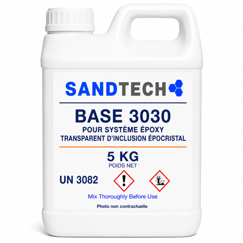 BASE 3030 POUR SYSTÈME ÉPOXY TRANSPARENT D INCLUSION ÉPOCRISTAL – 5 KG