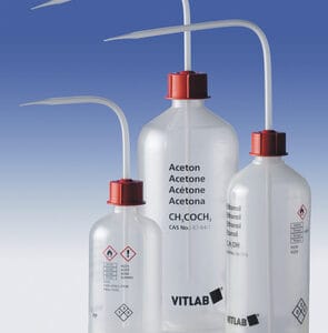 FLACON PISSETTE IMPRIMÉ SÉCURITÉ ACÉTONE CONTENANCE  1 LITRE PELD VITLAB