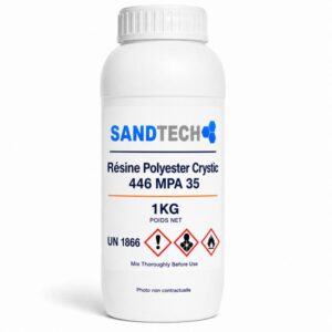 bidon de résine polyester Scott Bader Crystic 446 MPA35 (Été) orthophtalique est une résine de stratification conçue pour les professionnels du composite, de la réparation et de la fabrication de pièces techniques en 1kg