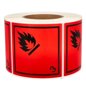 ÉTIQUETTE AUTO-COLLANT 100X100MM MATIÈRES INFLAMMABLES ROUGE