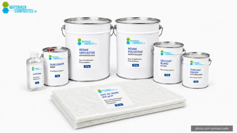Kit complet destiné à la réalisation de l’étanchéité et de la finition d’une piscine béton