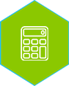 Calculateur Icone de calculatrice dans un hexagone