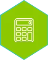 Calculateur Icone de calculatrice dans un hexagone