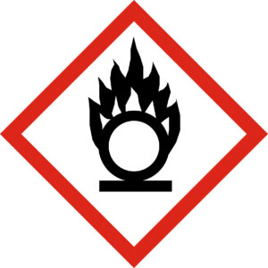 GHS03 – Comburant Le pictogramme Flamme sur un cercle indique qu'un produit favorise fortement la combustion. Même s'il n'est pas inflammable lui-même, il peut aggraver considérablement un incendie.