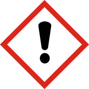 GHS07 – Irritant / Nocif Le pictogramme Point d'exclamation signale notamment les produits irritants pour la peau, les yeux ou les voies respiratoires, ainsi que certains allergènes cutanés.