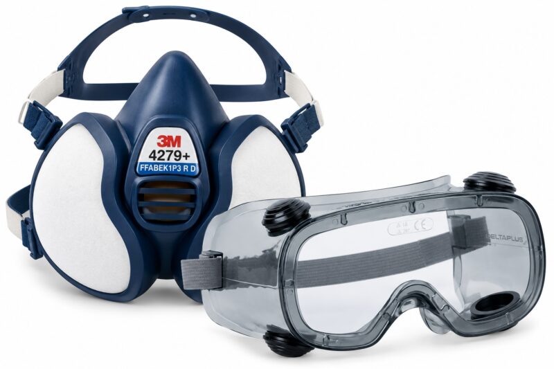 Kit masque respiratoire 3M 4279+ avec lunettes-masque Delta Plus RUIZ 1
