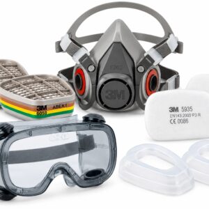 Kit complet masque 3M 6200 avec filtres 6059, 5935, supports 501 et lunettes Delta Plus RUIZ