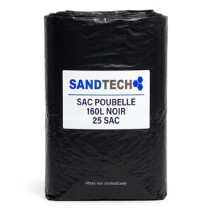 SAC POUBELLE 160L NOIR 60 µ – RL DE 25 SACS