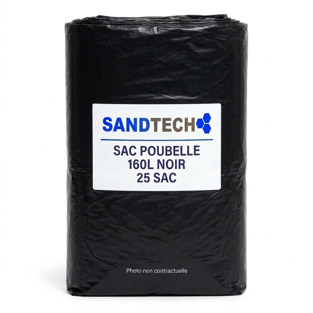 SAC POUBELLE 160L NOIR 60 µ – RL DE 25 SACS